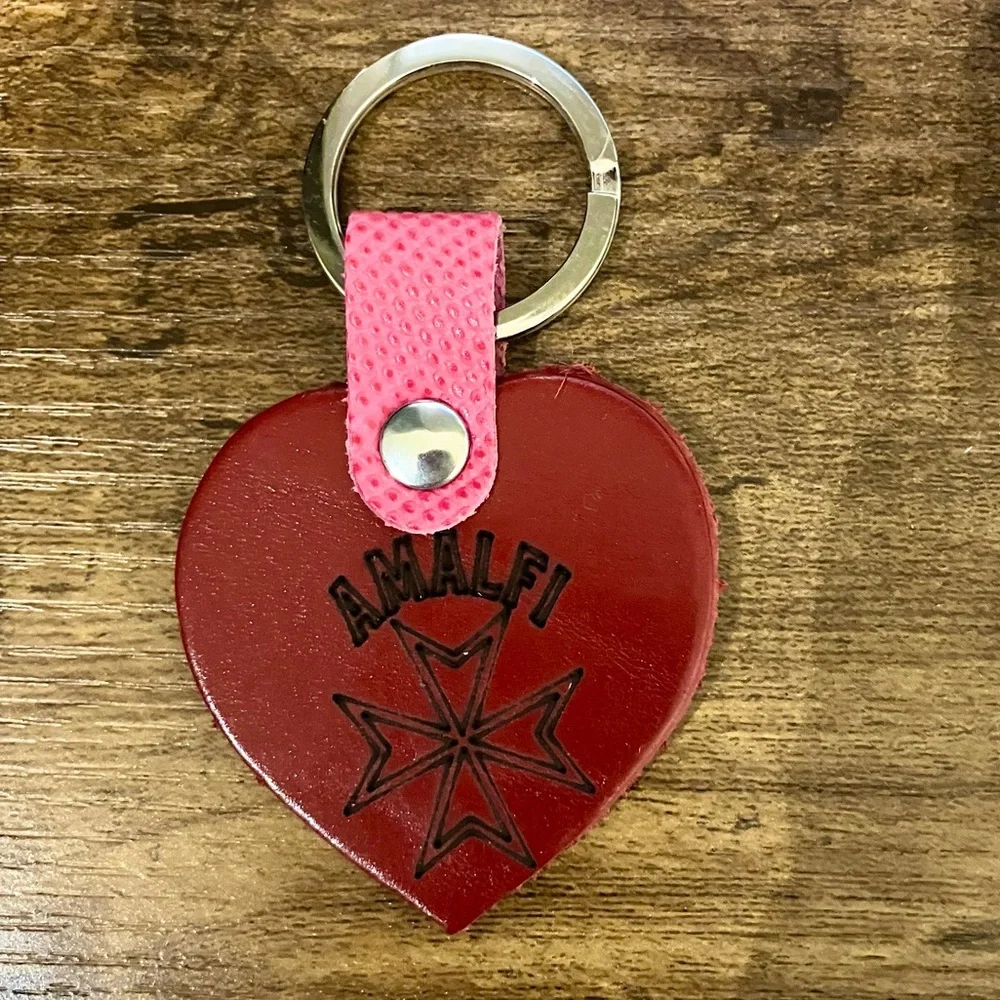 Genuine Leather Almalfi Heart Keychain Purse Charm NWOT